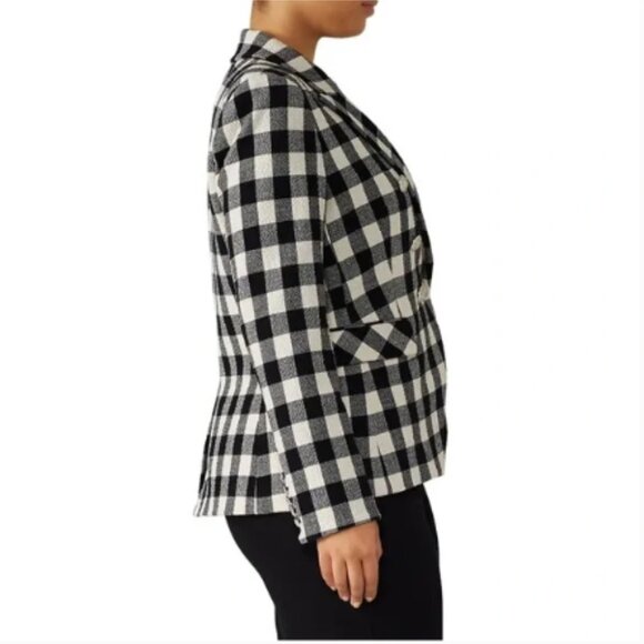 Veronica Beard Miller Dickey Black & White Gingham Checker Blazer Jacket, Sz 24 - Picture 5 of 9
